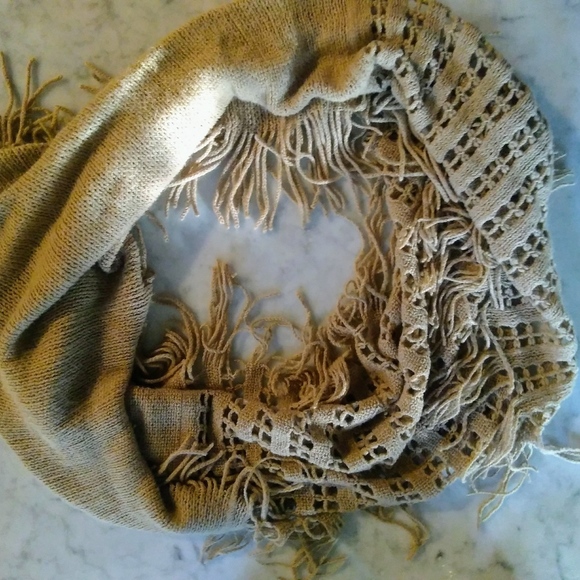 Nordstrom BP beige fringed Infinity scarf - Picture 2 of 2